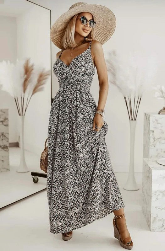 Savannah Bohemian Cottage Strap Summer Maxi Dress