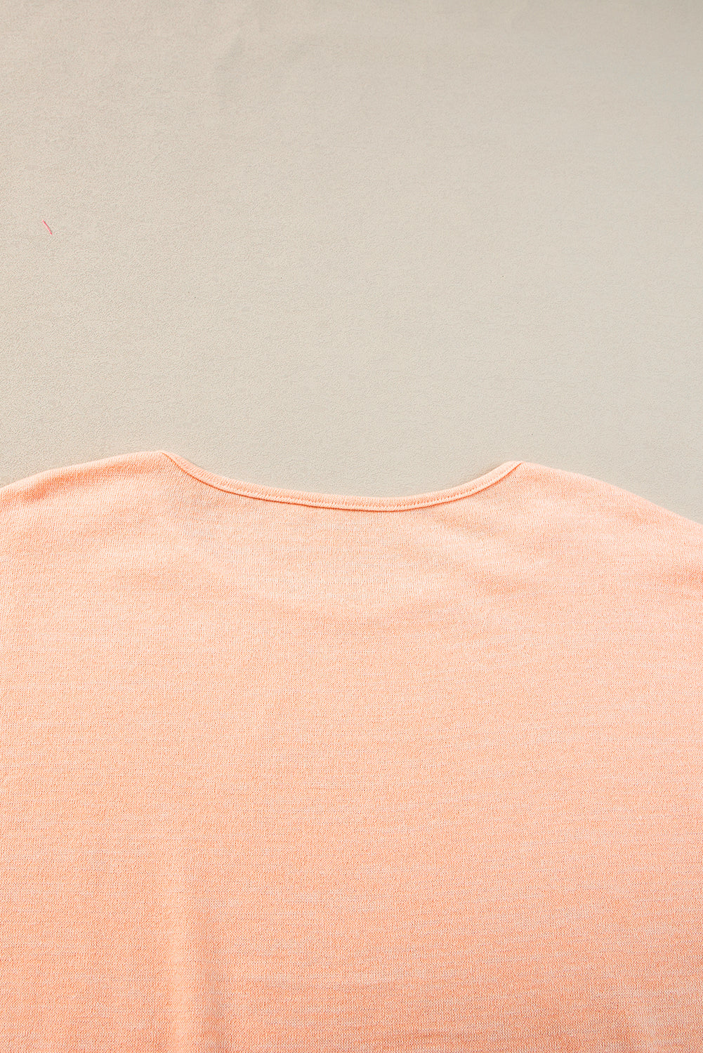 Apricot Pink Solid Color Button Decor Batwing Sleeve Tee