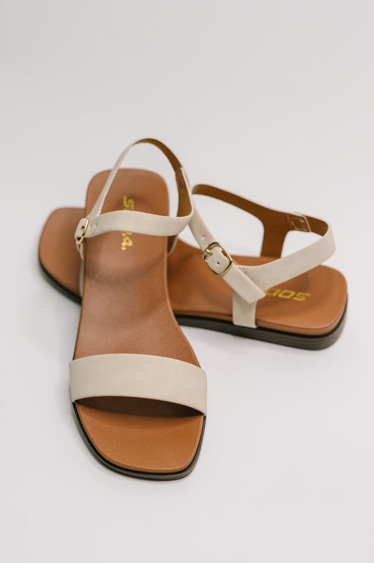 Riddle Ankle Strap Sandal in Beige